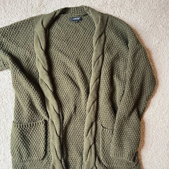 AAMILIFE *Cozy* Olive Green Cardigan | Chunky Knit | Open Front | Size XS | GUC - Picture 6 of 12